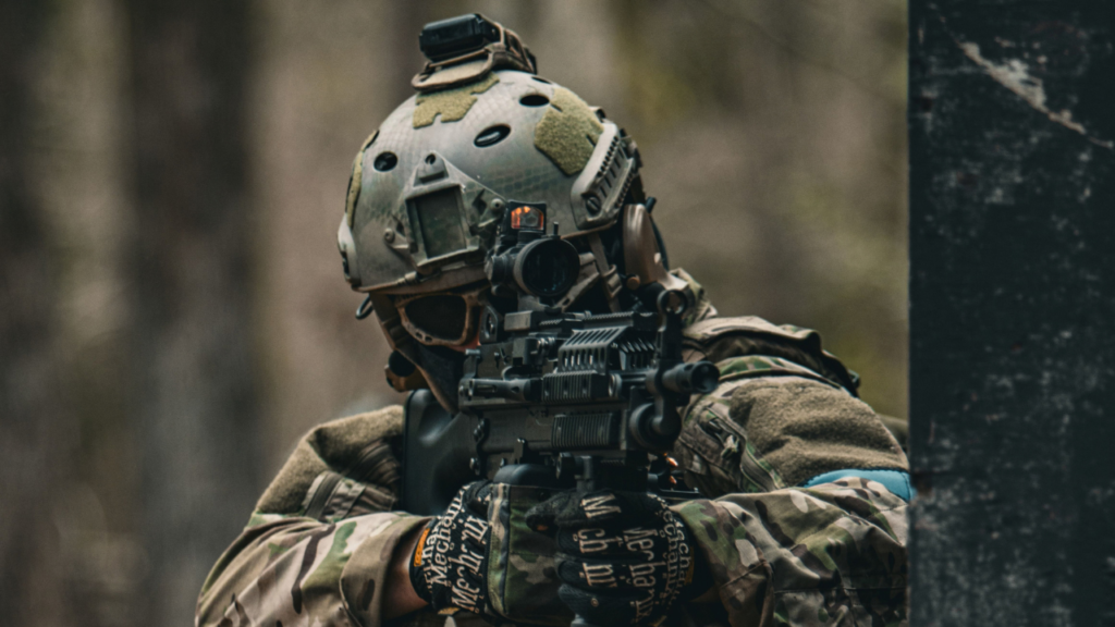 A special force soldier taking aim.
